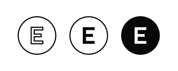 E letter logo, Letter icons button, vector, sign, symbol, illustration, editable stroke, flat design style isolated on white.