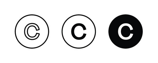 C letter logo, Letter icons button, vector, sign, symbol, illustration, editable stroke, flat design style isolated on white.