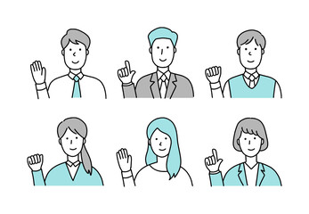 ポーズをとっている男性と女性のイラスト