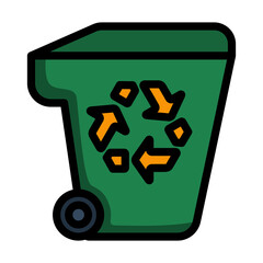 Garbage Container With Recycle Sign Icon