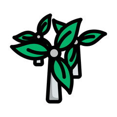 Wind Mill With Leaves In Blades Icon