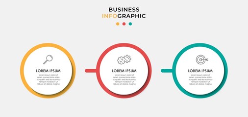 Vector Infographic design business template with icons and 3 options or steps. Can be used for process diagram, presentations, workflow layout, banner, flow chart, info graph