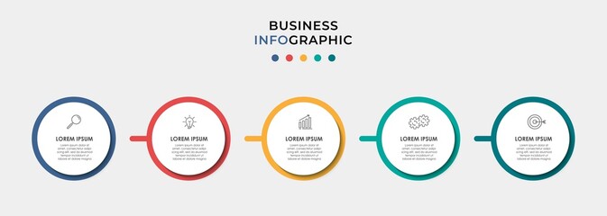 Vector Infographic design business template with icons and 5 options or steps. Can be used for process diagram, presentations, workflow layout, banner, flow chart, info graph