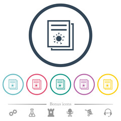 Covid documentation flat color icons in round outlines