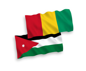 Flags of Hashemite Kingdom of Jordan and Guinea on a white background