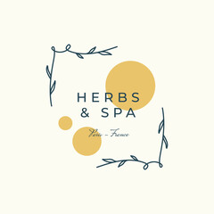 Abstract  Tropical Logo Flowers Vector Signs or Logo Templates. Retro Floral Illustration with Classy Typography. Feminine Logo. Modern Logo Template for florist, fashion blogger, design studio.