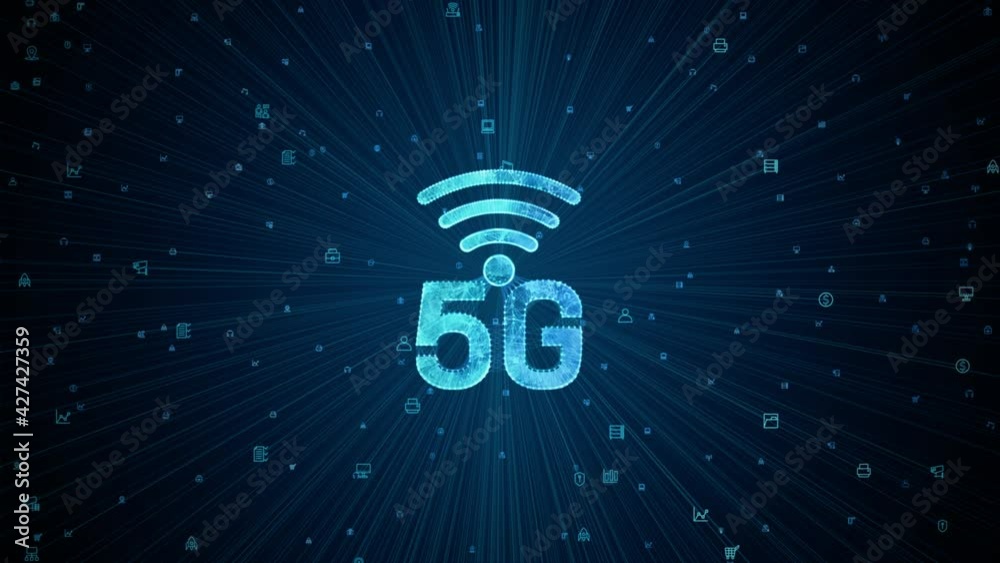 Aufkleber 5g high-speed internet connection, line and dots connect internet of things iot concept, technology 