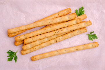 Traditional breadsticks with salt