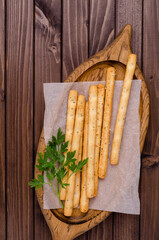 Traditional breadsticks with salt