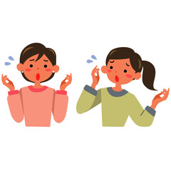 困っている表情の若い女性の上半身