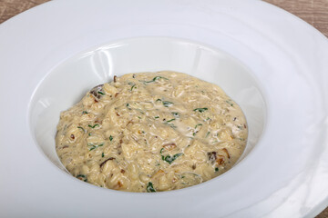 Italian risotto with mushroom and cheese