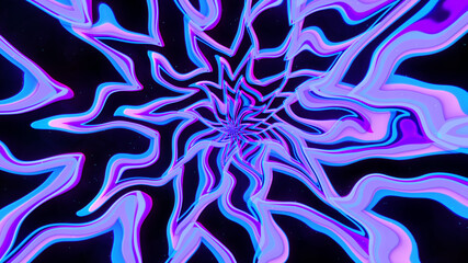 Blue and pink background with flower tunnel