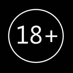Fototapeta premium Under 18 sign warning symbol. Over 18 only censored. eighteen age older forbidden adult content