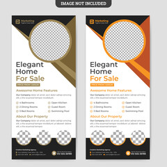 Real Estate Agency & Home Sale Business Rack Card & DL Flyer, Minimalist Real Estate Rack Card With Creative Shapes.