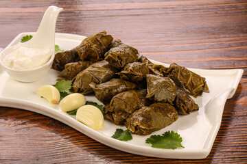 Staffed dolma in grape leaves