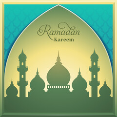 Ramadan kareem with mosque illustration