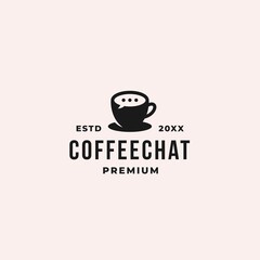coffee chat and talk logo with chat bubble balloon to symbolize chat, dialogue and discussion