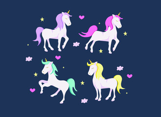 cute unicorn. vector background with unicorns 