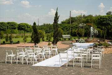 Beautiful wedding ceremony place with natural materials