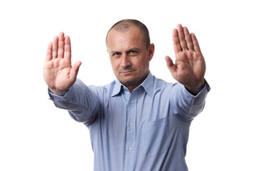 Businessman making stop sign