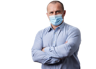 Businessman with face mask isolated