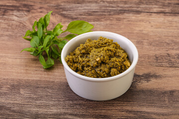 Green sauce pesto with basil