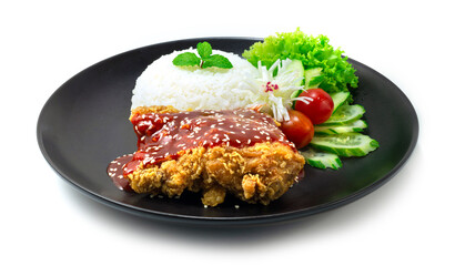 Crispy Chicken Korean Sauce with Rice