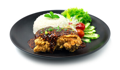 Crispy Chicken Mala Chinese Spice BBQ Sauce with Rice