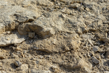 dry clay soil out of focus close-up background