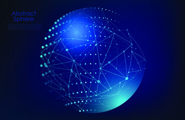 abstract sphere. sphere of the earth. connecting lines and points. data visualization. security protection. vector illustration.