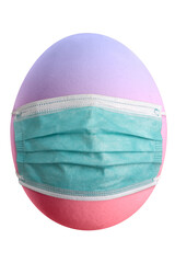 Large picture of an easter egg with rainbow colors and mask.