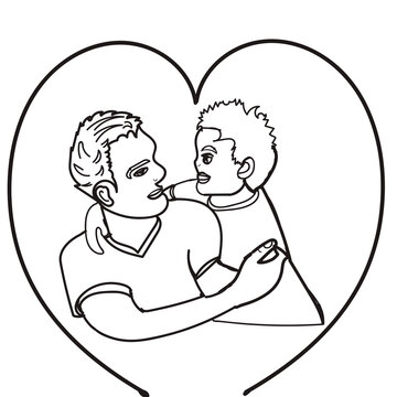 Happy father s day coloring book design. An image of a boy congratulating his father on a father s day Father s day greeting card template. Happy father s day.