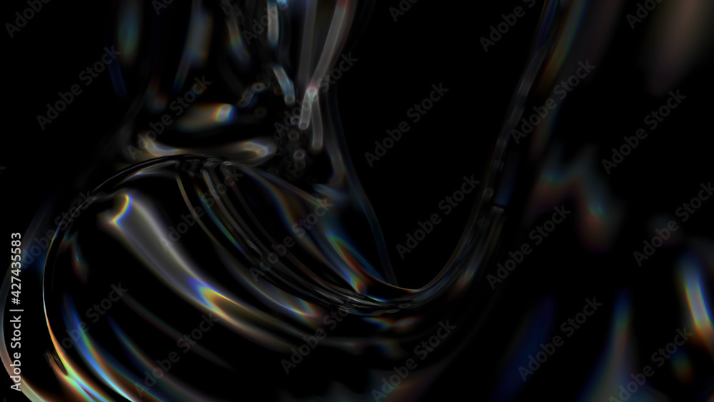 Poster abstract 3d render background of flowing reflective surface with a depth of field. ..