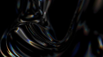 Abstract 3d render background of flowing reflective surface with a depth of field. .. - 427435583