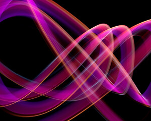 Pink abstract light painting design with loops. 