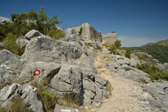 Starigrad is a fortress or a fortica built from limestone in Croatian near Omis in Dalmatia, Croatia