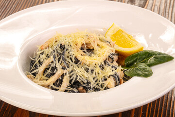 Italian Black pasta with seafood