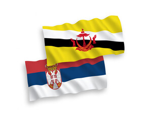 Flags of Brunei and Serbia on a white background
