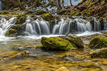 Obraz premium Scenic landscape of the Josefstaler waterfalls close to lake Schliersee, Bavaria, Germany
