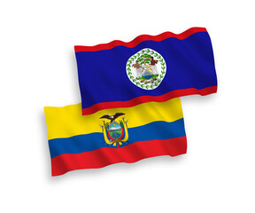 Flags of Belize and Ecuador on a white background