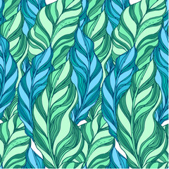 Palm. Tropical plant leaves. Tropical plants seamless pattern.Trendy colorful palm leaf, jungle background and exotic plants. 