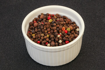 Peppercorn heap in the bowl