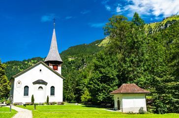 Fototapeta na wymiar Church at Lauterbrunnen in Switzerland