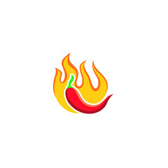 red hot chili with hot flaming fire illustration, 
perfect for companies or brands that deal with spicy food