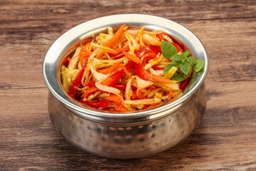 Cabbage salad with carrot and pepper