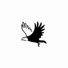 flying eagle icon logo vector illustration in monochrome style