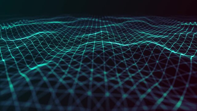 Abstract Network Mesh Waving Fx Background Loop/ 4k animation of an abstract background with minimal fractal particle lines waving and seamless looping