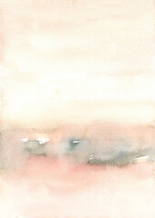 Abstract pink background watercolor landscape hand drawn painting with texture