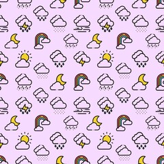 Seamless pattern with weather colourful symbols