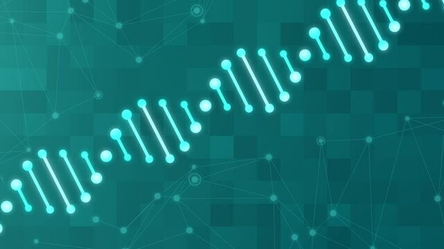 Animation of spinning DNA structure. Medical science looped background. abstract rotating double helix molecule. chromosome, genes, genetics, genome medical concept. animated medical stock footage